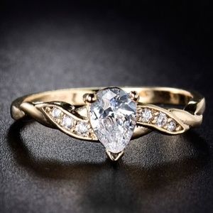 18K Gold Filled White Topaz Crystal Size 6, 7